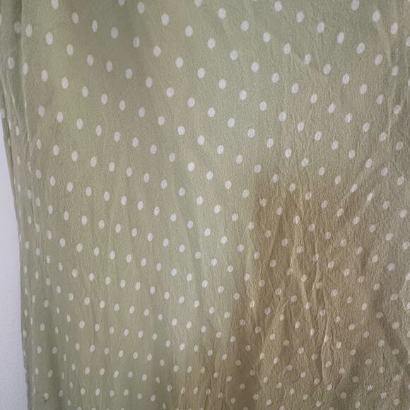 Adrianna Papell Y2K Green Polka Dot Silk Boho Romantic Feminine Midi Dress 12 - Picture 11 of 12